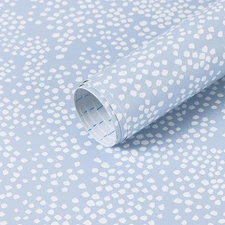 Peel and Stick Wallpaper Blue and White Paper 17.3" x 78.7" Polka Dots Wall P...