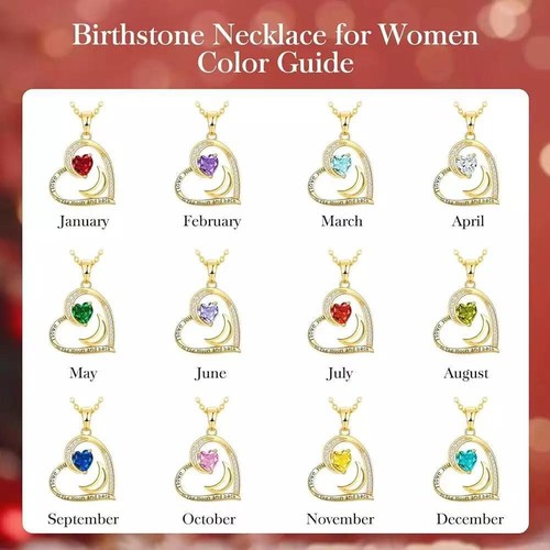 Anniversary Necklace for Women Birthstone Jewelry for Wife Gifts I love U - Picture 2 of 5