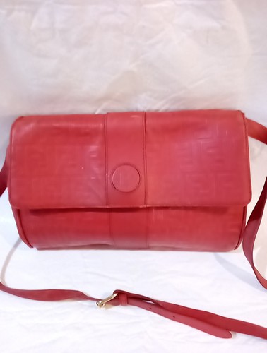 Bandolera Fendi Zucca FF de cuero rojo - Imagen 1 de 16
