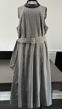 Sleeveless dress for women”ANNE KLEIN" size 8p MIDI dress (strech, Black - white
