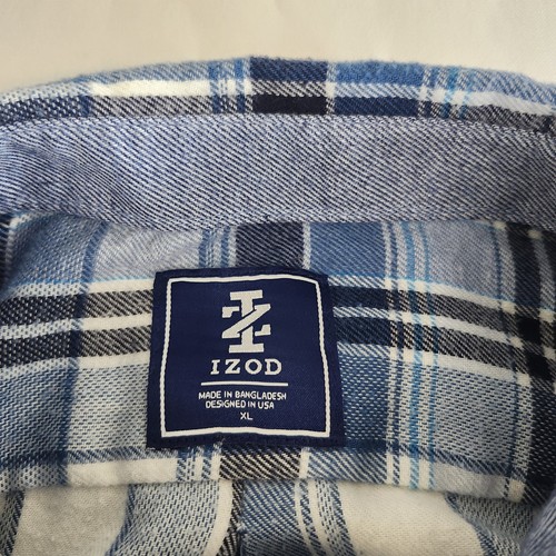 IZOD Mens XL Plaid Long Sleeve Chest Pocket Button Up Flannel Shirt - Picture 3 of 14