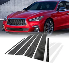 Real Carbon Fiber Exterior Trim Overlay Compatible with 2014-2024 Infiniti Q50 W
