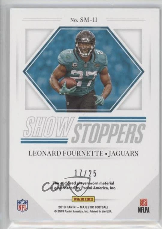 2019 Panini Majestic Showstoppers Materials Gold /25 Leonard Fournette #SM-11 - Image 2 of 2
