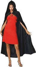 Unisex Halloween Costume Cape Hooded Velvet Cloak for Men and Womens Black