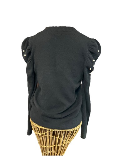 Aqua Bloomingdale’s 100% Cashmere Black Sweater NWT Medium Faux Pearls Ret$188. - Picture 9 of 10