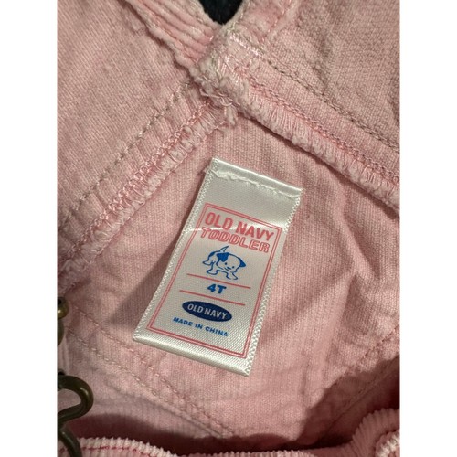 Vintage Old Navy Toddler Pink Corduroy Overalls 4T Floral Embroidery Flare Y2K - Picture 7 of 7