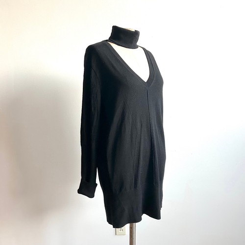 TOME Collective schwarz lang V-Ausschnitt T-Ausschnitt Pullover Kleid Gr. M 8 10 Wolle - Bild 7 von 10