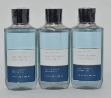 3 BATH & BODY WORKS MAHOGANY COCONUT SHOWER GEL WASH ALOE VITAMIN E 10 OZ~NEW!