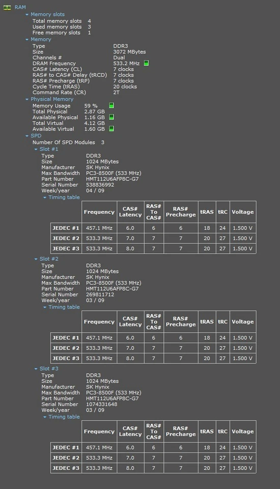 hynix DD3 RAM 3GB - 3x1gb sticks - Image 4 of 4