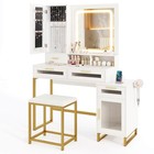 Modern Vanity Set w/ Mirror and Lights 3 Lighting Modes & Adjustable Brightness