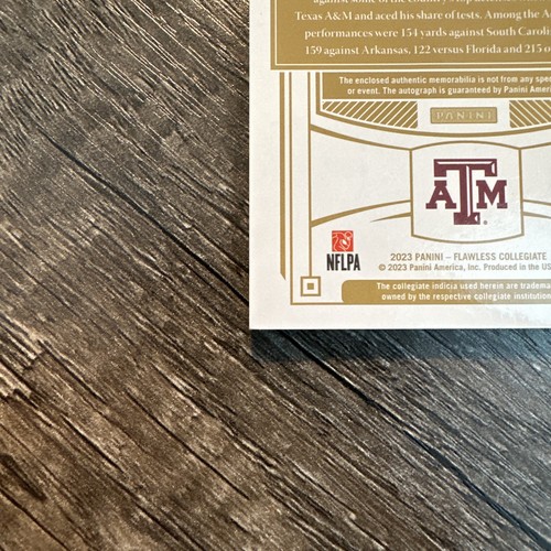 De’Von Achane 2023 Panini Flawless Collegiate Sapphire RPA RC 11/15 On-Card - Picture 10 of 11