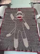 Sock Monkey Throw By Green 3 Made In Usa Recycled Cotton 32 X 42