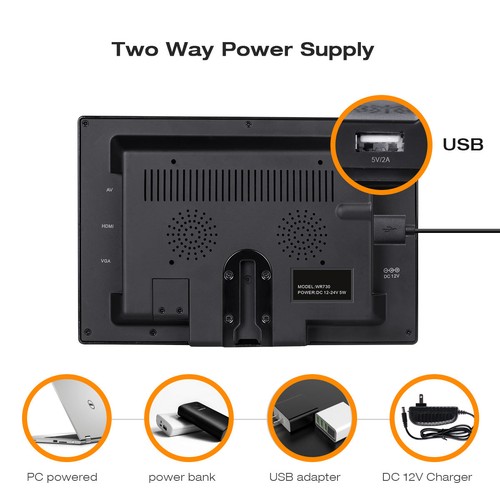7" Portable Security Monitor Display Screen CCTV HDMI/VGA/AV for Raspberry Pi - 第 6/8 張圖片