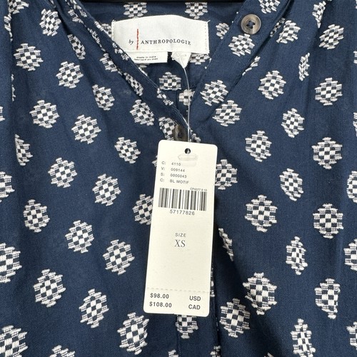 Neu Anthropologie Top Damen XS marineblau Popover Knopfleiste atmungsaktiv Strand Baumwolle - Bild 9 von 15