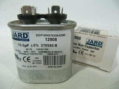 (NEW)   Motor Run Capacitor 10MFD 370VAC Oval 12908 *tn