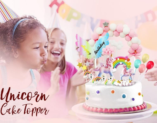 Tortendeko Einhorn Geburtstag Kuchen Regenbogen Happy Birthday Girlande Luftball - Bild 5 von 7