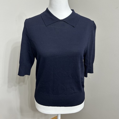 Leith Damen Kragen Bluse Top Navy Gr. M Strickshirt Herbst - Bild 4 von 4