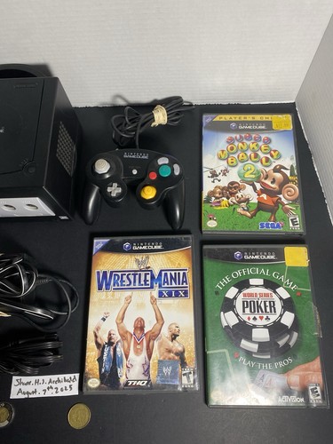 Nintendo Gamecube Bundle Black W/ 2 Games, Controller & hookups - Foto 3 di 3
