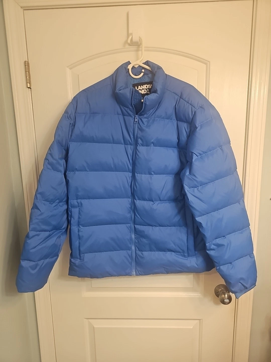 Lands End Jacket Men’s L Blue Puffer Down Insulated Puffer Coat Jacket Outdoor