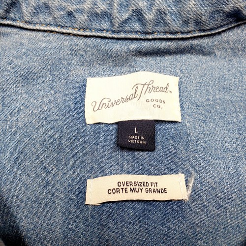 Universal Thread Damen Verziertes Jeans Shacket Relaxed Distressed Größe L Blau - Bild 3 von 14