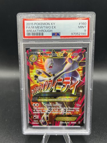 Pokemon XY Breakthrough Mega Mewtwo EX 2015 arte completo 160/162 PSA 9 como nuevo