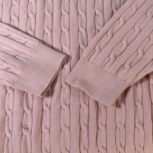 Club Room Mens Cable Knit Collard Crew Neck Sweater Size Large Pink Preppy - Picture 2 of 11