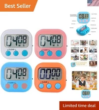 4-Pack Digital Kitchen Timer Set with Big Display, Loud Alarm & Magnetic Backing