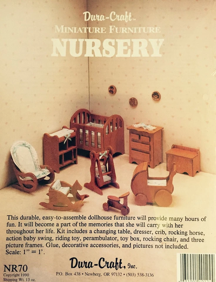 Duracraft Miniature Dollhouse Nursery Furniture