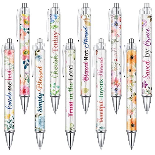 10 Pcs Christian Pens for Women Religious Ink Pens Easter Gifts Flower - Bild 2 von 7