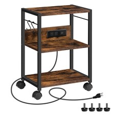 Industrial Printer Cart, 3-Tier Mobile Printer Stand, Rolling Cart with Power...