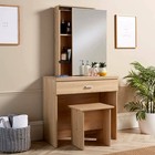 Sonoma Oak Dressing Table Set With Sliding Storage Vanity Mirror BSeconds
