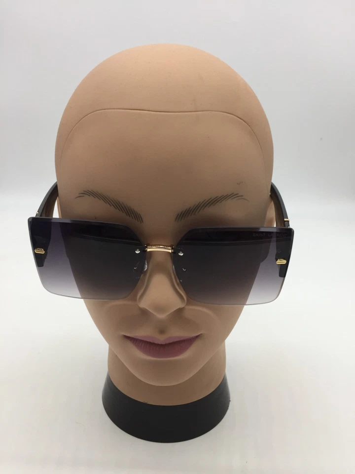 Gafas de sol para mujer Saint Laurent negras/doradas de diseñador 64-15-145 lentes grises Foto 2 de 4