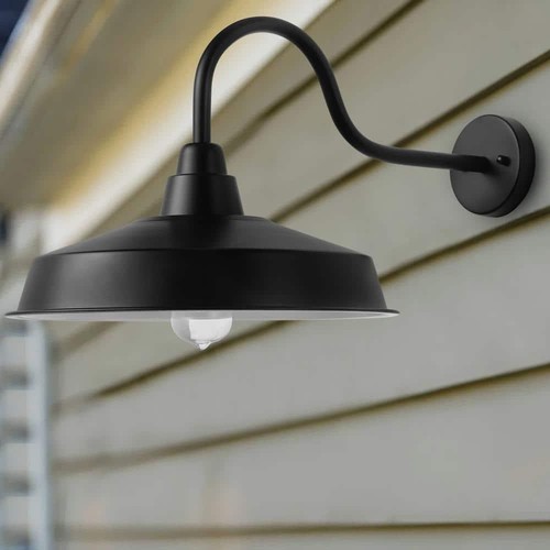 Modern 16 in. 1-Light Black Exterior Indoor/Outdoor HardwiredGooseneck Barn Wall - Picture 5 of 9
