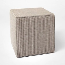 Tan Checkered - Lynwood Square Upholstered Cube Ottoman