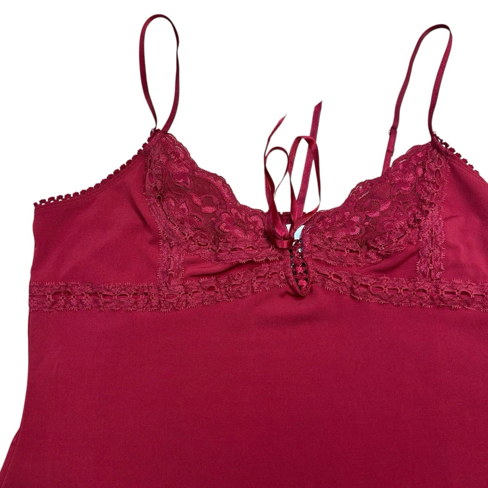 Camiseta sin mangas Y2K Fairycore Whimsigoth Witchy Babydoll para mujer XL encaje rojo Foto 4 de 4