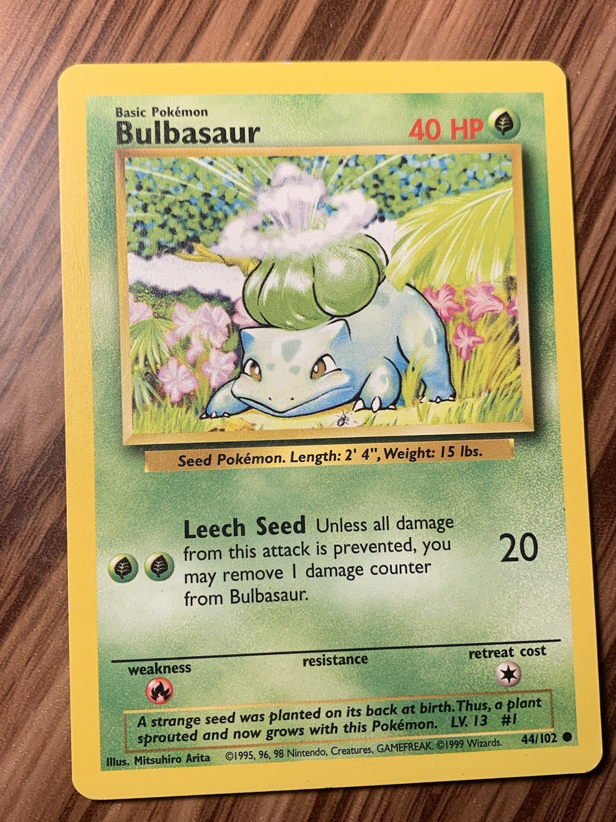 Bulbasaur Base 44/102 Pokémon TCG Unlimited LP Vintage 1999 Common Card