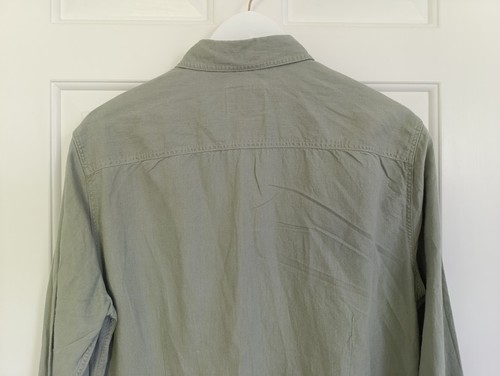 WHITE STUFF Casual Tailored Fit Cotton & Linen Shirt Dus Green, Men's Medium - Picture 7 of 12