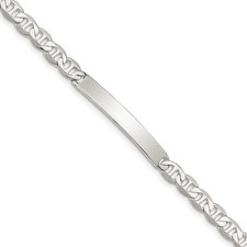Sterling Silver Polished Engraveable Anchor Link ID Bracelet 8"