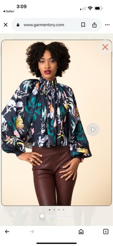 Blusa eduardiana floral gótica Tibi talla 6 - Imagen 3 de 6