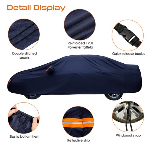 Car Cover Waterproof Anti Scratch 190T Breathable Outdoor All Weather Protective - Picture 5 of 7