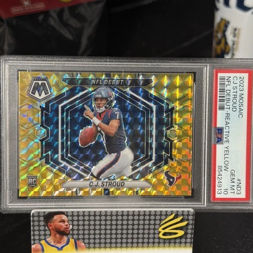 2023 Mosaic CJ Stroud NFL Debut Reactive Yellow sealed Psa 10