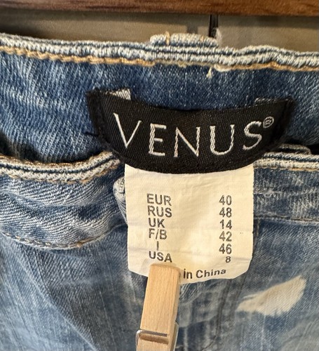 Venus Womens Blue Denim Bleach Wash Mini Skirt Sz 8 Festival Coastal Cowgirl y2k - Foto 5 di 8