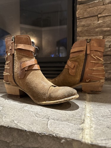 Bed Stu abgenutzte Lederstiefel Roan Jag Damengröße 8 Stiefelette Western Motorrad - Bild 5 von 12