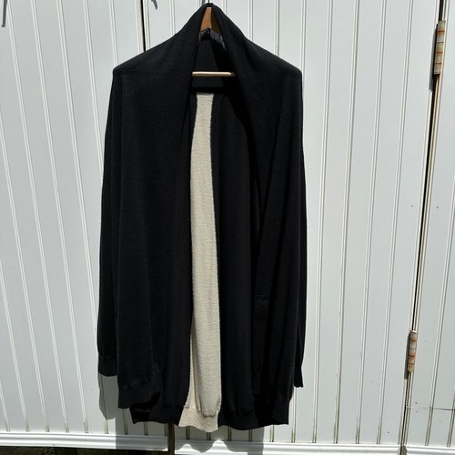 Frenckenberger Shawl Cardigan Sweater Black Beige Size Large Cashmere $1650 EUC - Picture 2 of 15