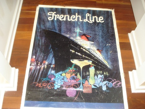 VINTAGE 1962 SS FRANCE LUXERY OCEAN LINER TRAVEL POSTER, B. PEAK ART, NICE LOOK - Picture 2 of 8