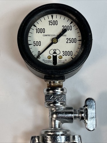 Vintage US Divers Aqua-Lung Tauchflasche Manometer getestet funktioniert schön - Bild 2 von 4