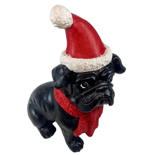 "Estatua de perro Frenchie de Navidad French Boston Terrier Pug Santa yeso 14"" de alto" - Imagen 3 de 9