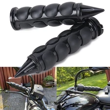 Universal 1"(25mm) Black Spiked Head Motorcycle Hand Grips Controls For Harley