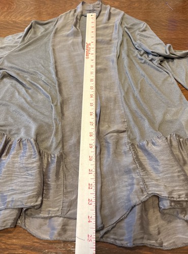 Piazza Del Tempio italienische halbtransparente Seide Schößchen Strickjacke dunkel taupe kaffee groß - Bild 5 von 8