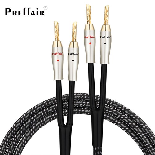 Pair OCC Silver Plated Speaker Cable Loudspeaker Singal-Wire with Y Banana Plug - Afbeelding 8 van 13